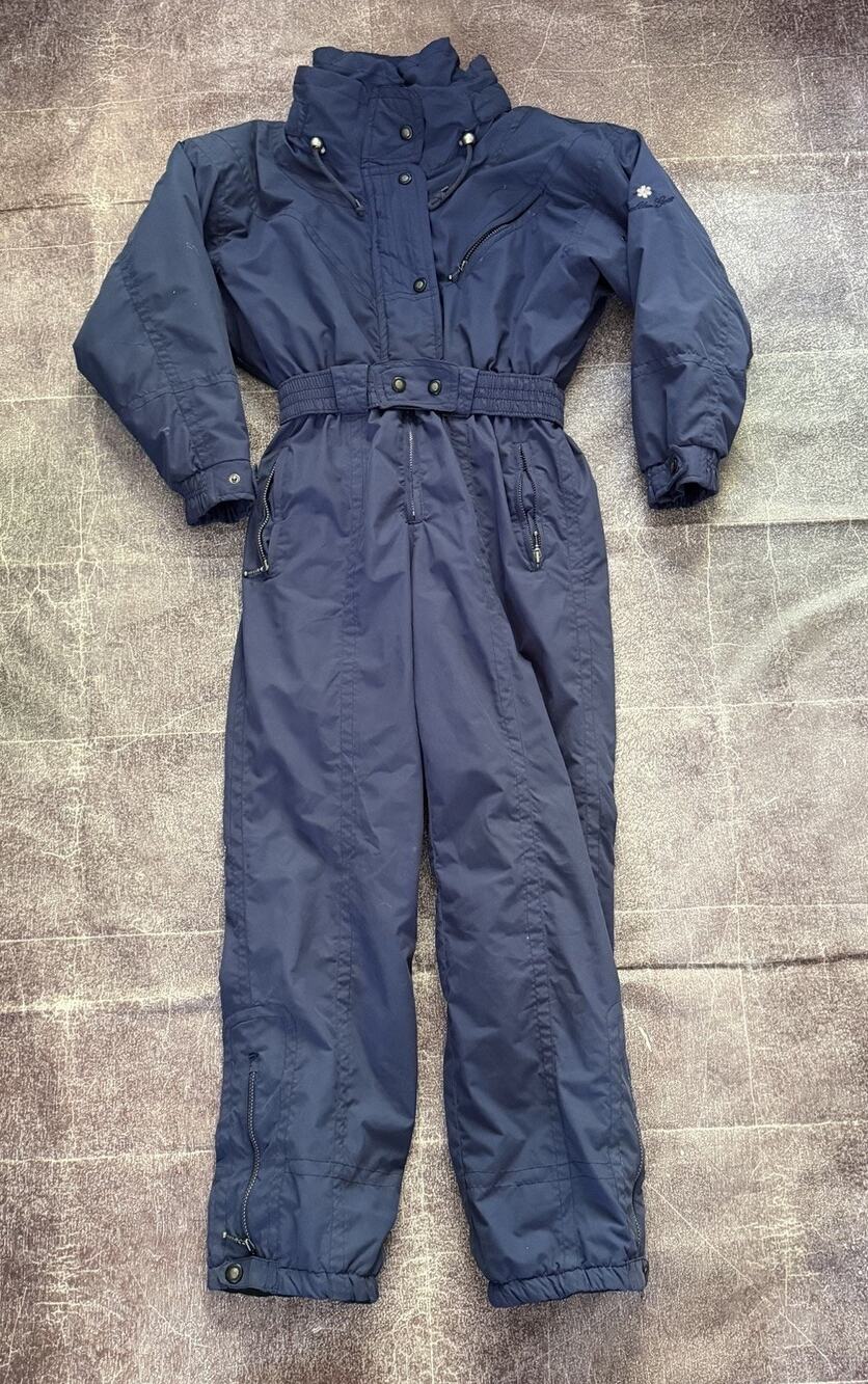 Women's Vintage 90's Boulder Gear Navy Blue One Piece Winter Snow Ski Suit Sz 8